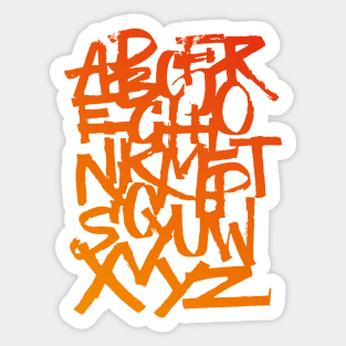 Calligraphy alphabet in a orange and red gradient Sticker